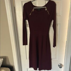 Elegant Burgundy Dress with Gold Accents